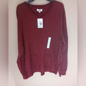 NWT Croft & Barrow Burgundy V Neck Sweater Size XL